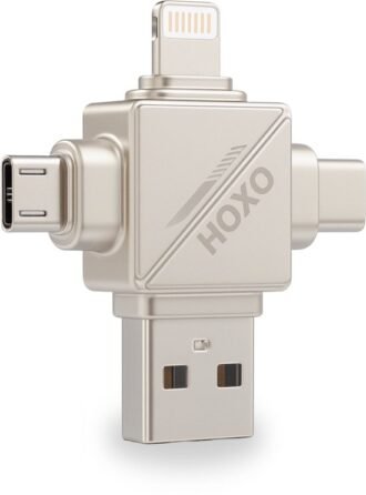 SD Kaart lezer 4 in 1 - Micro SD kaart Lezer - Geschikt voor Lightning - USB C - Micro USB - USB A - Gegevensoverdracht - Geschikt voor Smartphones, Tablets & Computers