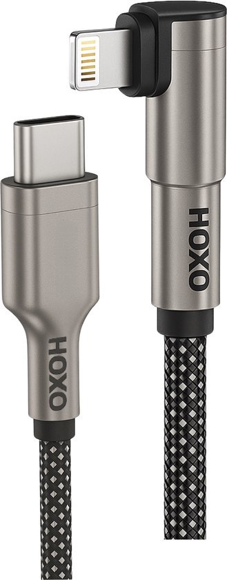 USB C Kabel - Geschikt voor Lightning naar USB C - Snellader 27W - Haakse aansluiting 90° - 1.5 Meter - USB Kabel Gevlochten - Geschikt voor iPhone Oplader