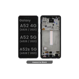 Display and Touchscreen With Frame for Samsung Galaxy A52 5G A526B / A52s A528B White (Soft OLED)